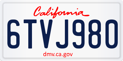 CA license plate 6TVJ980