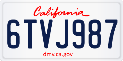 CA license plate 6TVJ987