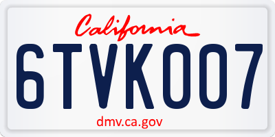 CA license plate 6TVK007