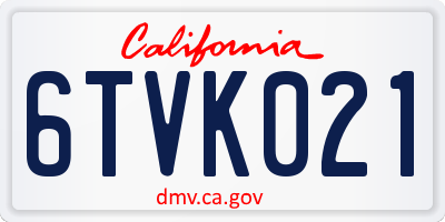 CA license plate 6TVK021