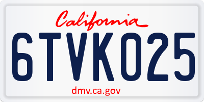 CA license plate 6TVK025
