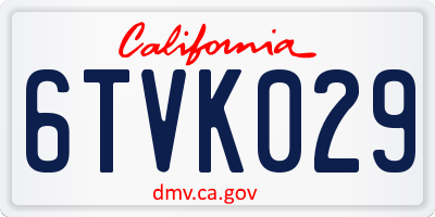 CA license plate 6TVK029