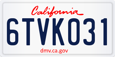 CA license plate 6TVK031