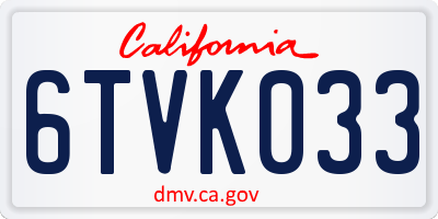 CA license plate 6TVK033