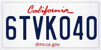 CA license plate 6TVK040
