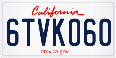 CA license plate 6TVK060