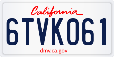 CA license plate 6TVK061