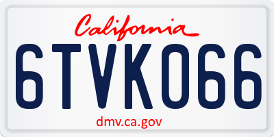 CA license plate 6TVK066
