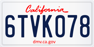 CA license plate 6TVK078