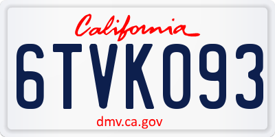 CA license plate 6TVK093