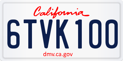 CA license plate 6TVK100
