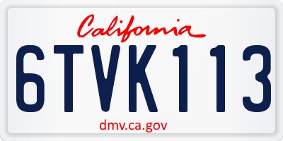 CA license plate 6TVK113