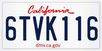 CA license plate 6TVK116