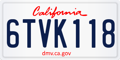 CA license plate 6TVK118