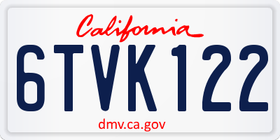 CA license plate 6TVK122
