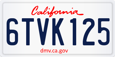 CA license plate 6TVK125