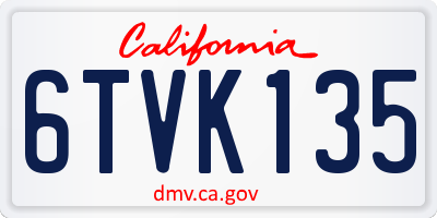 CA license plate 6TVK135
