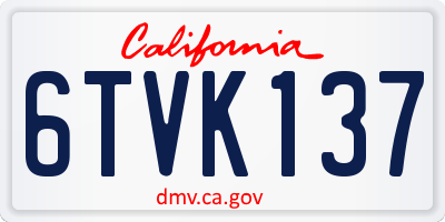 CA license plate 6TVK137