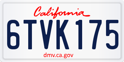 CA license plate 6TVK175