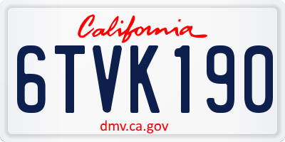 CA license plate 6TVK190