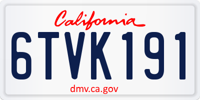 CA license plate 6TVK191