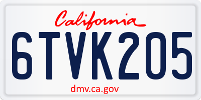 CA license plate 6TVK205