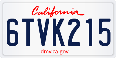 CA license plate 6TVK215