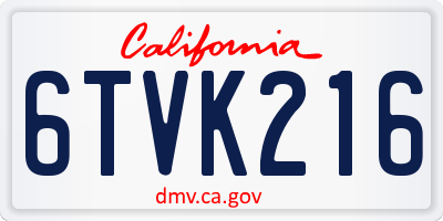 CA license plate 6TVK216