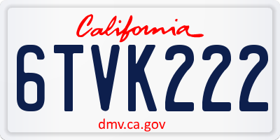 CA license plate 6TVK222