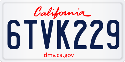 CA license plate 6TVK229