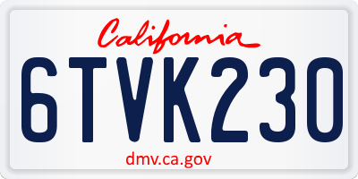 CA license plate 6TVK230