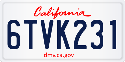 CA license plate 6TVK231