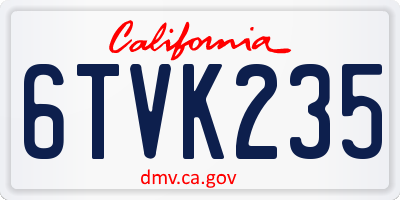 CA license plate 6TVK235