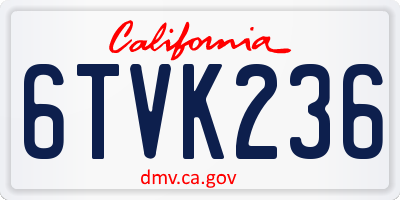 CA license plate 6TVK236