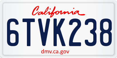 CA license plate 6TVK238