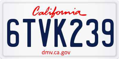 CA license plate 6TVK239