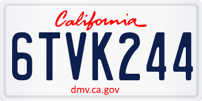 CA license plate 6TVK244