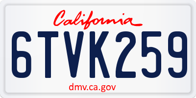 CA license plate 6TVK259