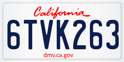 CA license plate 6TVK263