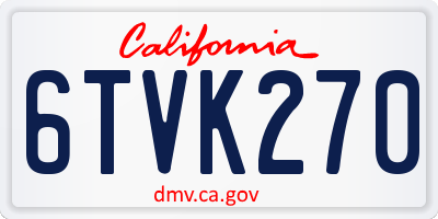 CA license plate 6TVK270