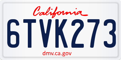 CA license plate 6TVK273