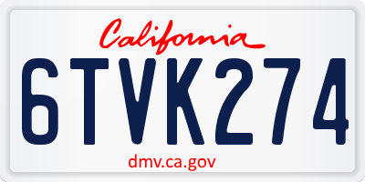 CA license plate 6TVK274