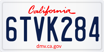 CA license plate 6TVK284