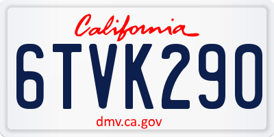 CA license plate 6TVK290