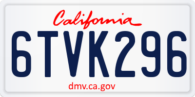 CA license plate 6TVK296