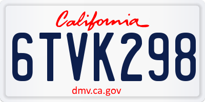 CA license plate 6TVK298