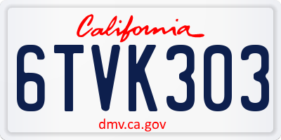 CA license plate 6TVK303