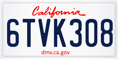 CA license plate 6TVK308
