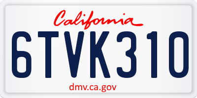 CA license plate 6TVK310