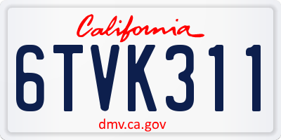 CA license plate 6TVK311